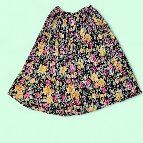 Vintage Cute Options Colorful Floral Cottage Coquette Full Maxi Skirt - Picture 6 of 8